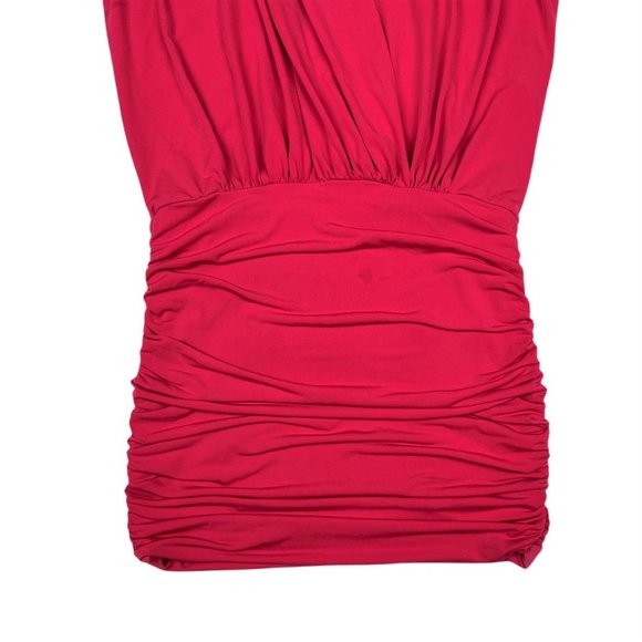 (Up To 50% Off SALE) Bebe Ruched Short Sleeve Neon Dress - Picture 3 of 5